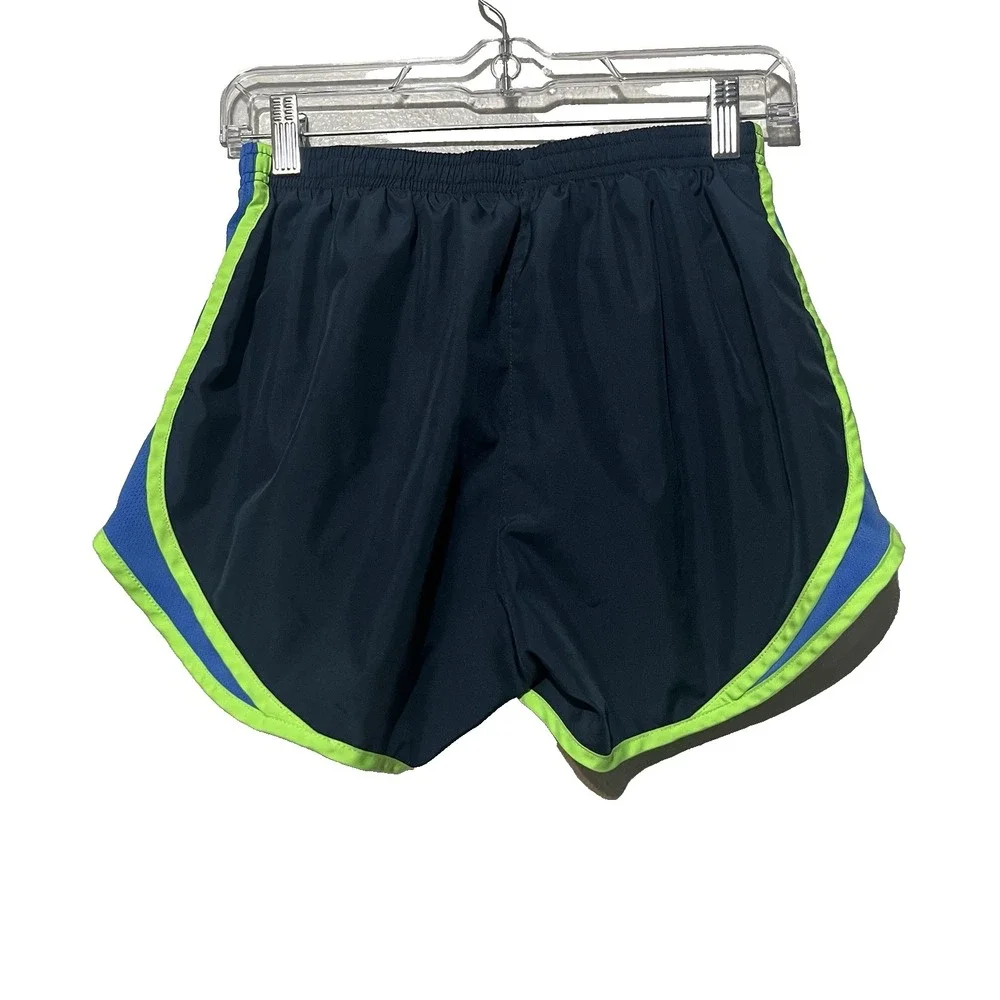 Nike Running Shorts Womens Navy Blue Dri-FIT Tempo Neon Trim Size M - Picture 2 of 7